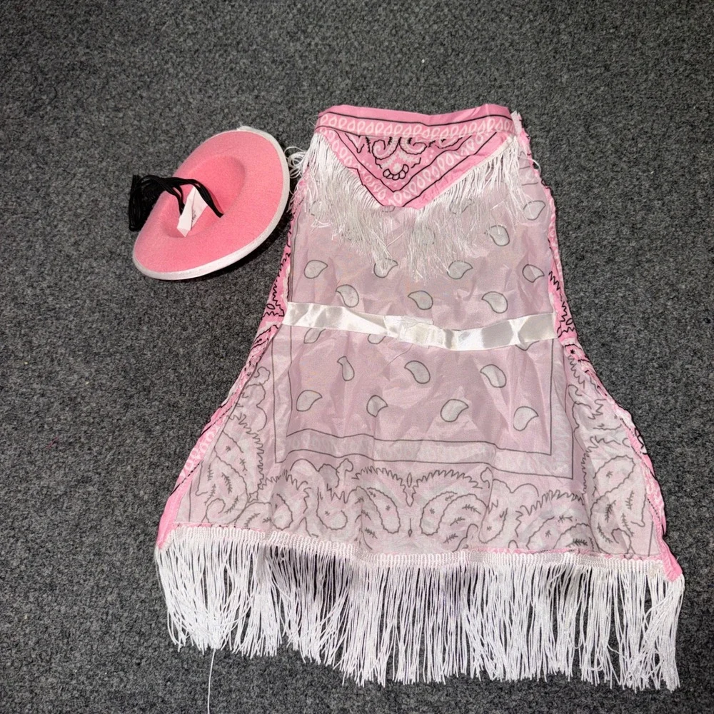 Rubie's Western Poncho Pet S/M Pink Paisley Cowboy Hat Costume